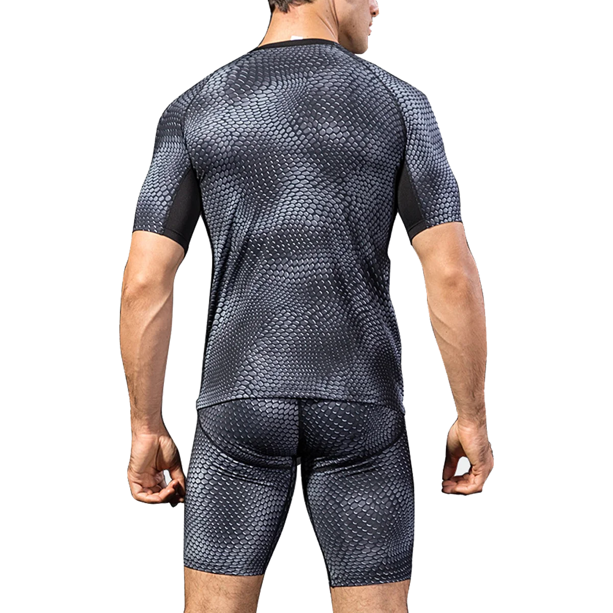 Conjunto de roupas esportivas de treinamento masculino Dry Fit roupas de ginástica Fitness manga curta camisa de compressão terno roupa esportiva apertada kta자