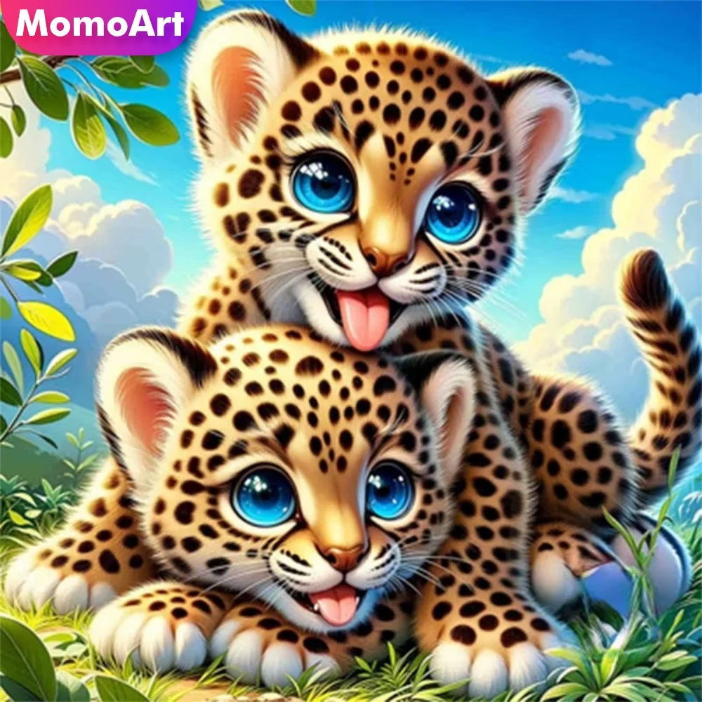 Momoart Leopard Diamond Embroidery Animal Painting Cartoon D