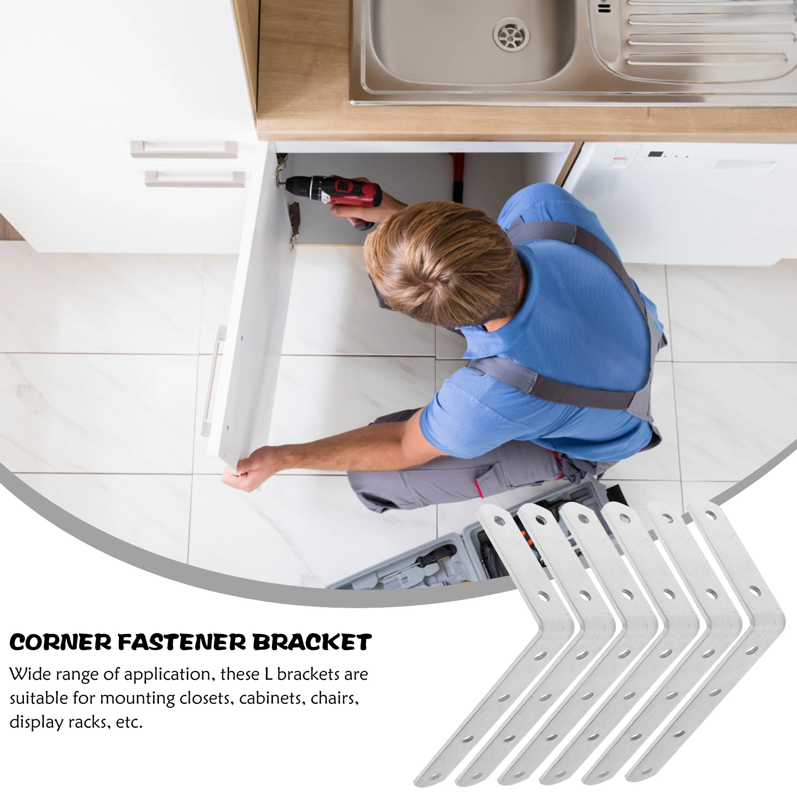 

10pcs Stainless Steel L Brackets Heavy Duty Corner Shelf Supports 90 Degree Angle For Wood Shelves Wardrobes Bookshelves Screws