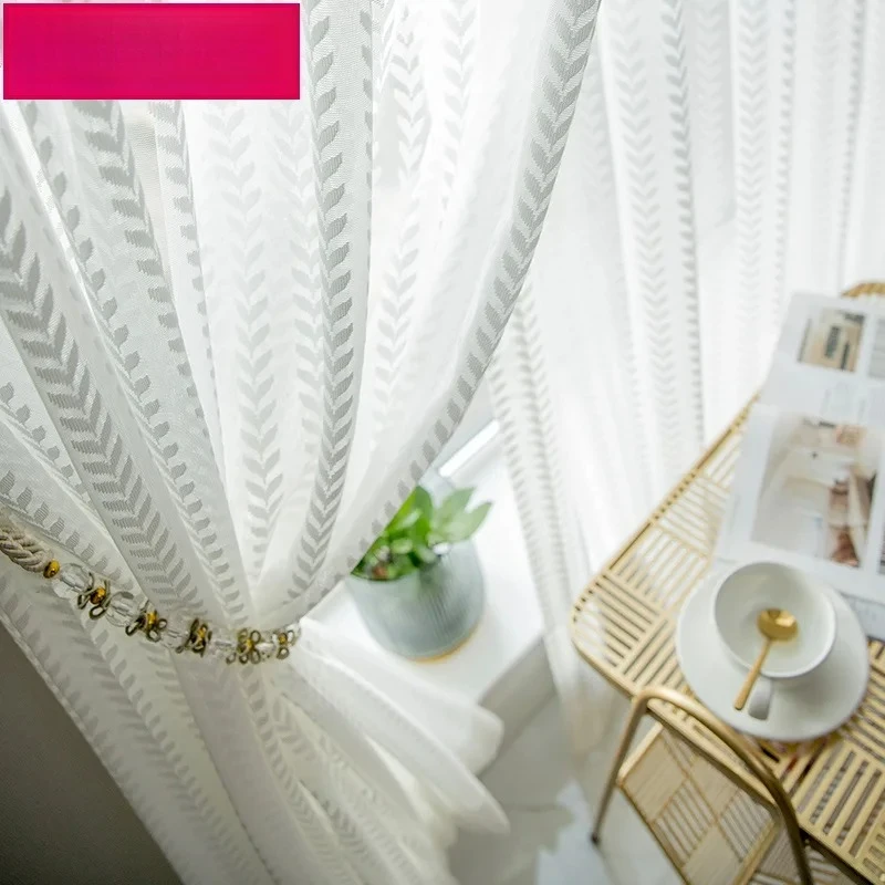 Modern Luxury White Tulle Curtain for Living Room Bedroom Window Jacquard Sheers Serape Home Decor Drape Well Rideau