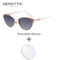 ZENOTTIC  Metal Prescription Sunglasses Fashion Women Progressive Polarized Sun Glasses UV400 Protection Driving Shades