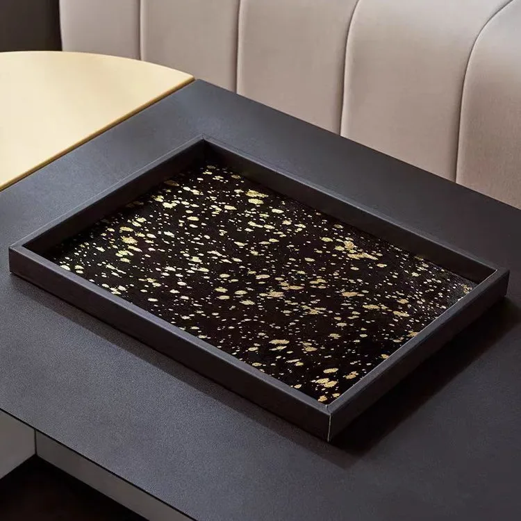 Modern light luxury natural horsehair regular long tray storage ornament desktop coffee table decoration model room