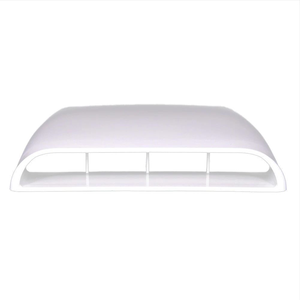 Car ABS Plastic Universal White Air Flow Intake Hood Scoop Vent Bonnet Decorative Cover Moulding Decal Decor Trim Accessories