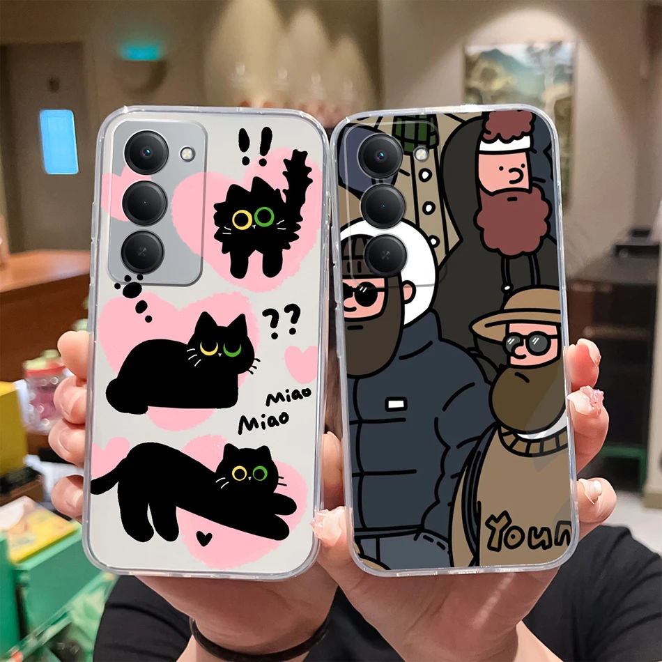 ل Redmi 15 4G 5G غطاء الهاتف مضحك الكرتون نمط لينة سليم بولي TPU شفافة غطاء من السيليكون ل Redmi15 خفيفة الوزن قذيفة كابا