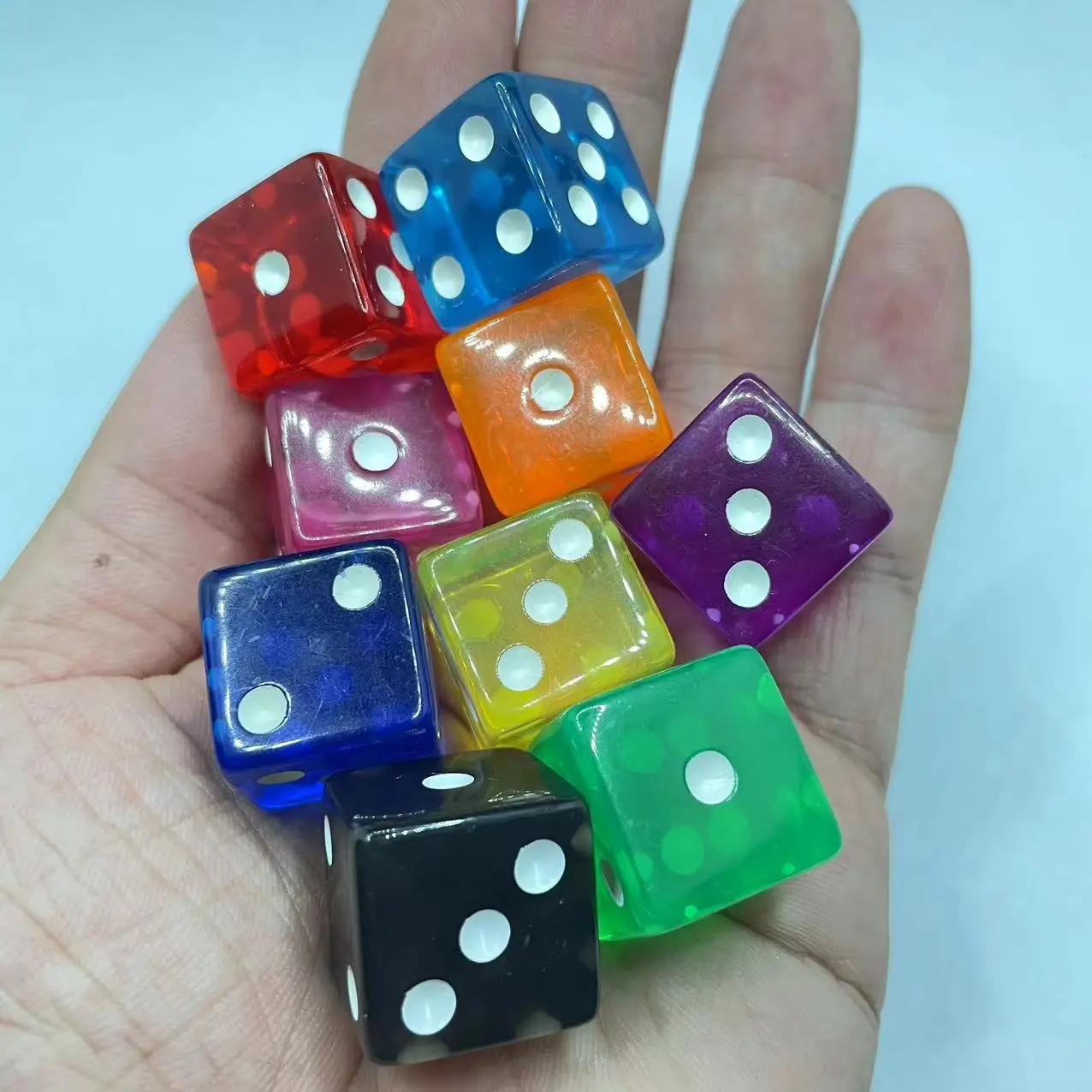 9 Colors 9Pcs/Set 19 mm Dice Pack - Acrylic and Translucent D6 Dice, Square w/Rounded Edge for Casino, Craps, RPG MTG DND Dice