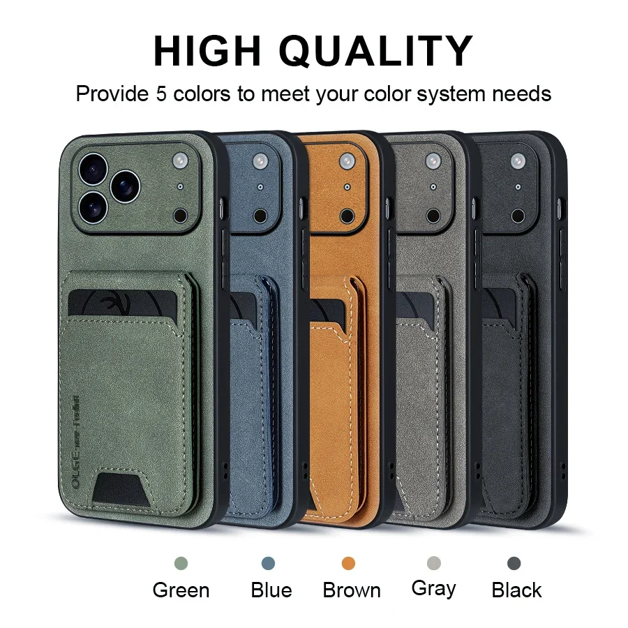 Zweiteiliges Set (Handyhülle und Kartenhalter) Luxuriöse Kartenhalter-Handyhülle aus Kunstleder, geeignet für iPhone 17 16 E 15 13 14 Pro – Detail 1