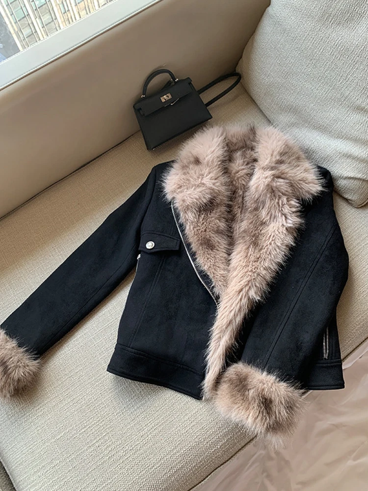 

Женская зимняя куртка из искусственной кожи и меха, облегающая, теплая, утепленная, стильная, из полиэстера