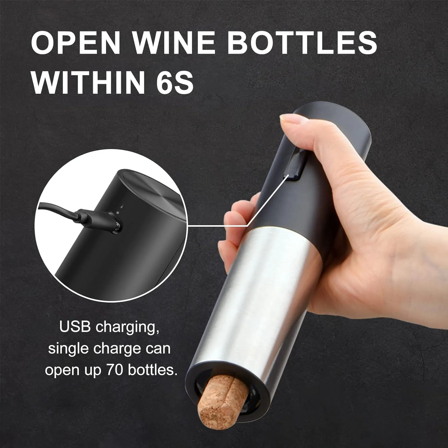 

Electric Red Wine Bottle Opener 4 piece Set USB Rechargeable Automotic Electric Corkscrew with Wine Pourer Foil Cutter Party Bar