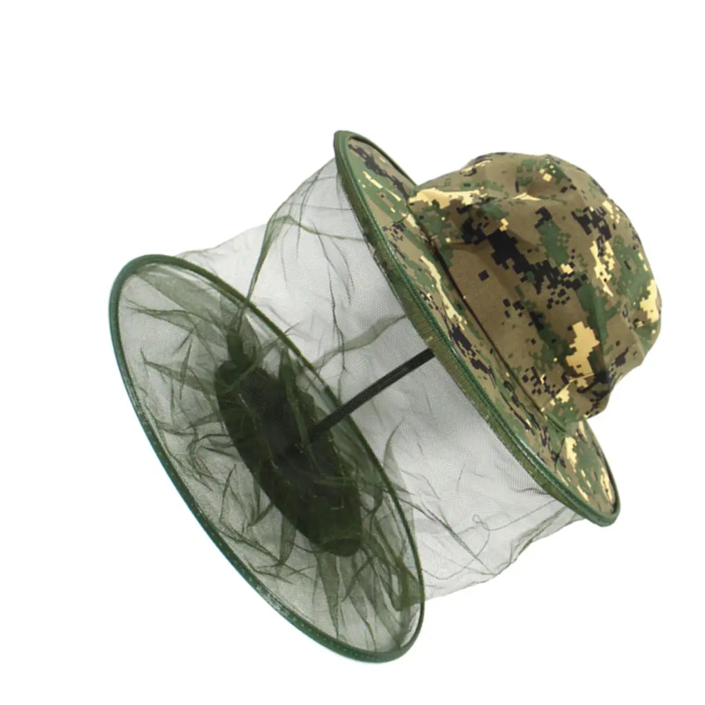 Unisex kamuflaż wędkowanie netto czapki z siatki głowy ochraniacz na twarz Midge Mosquito Bug zapobieganie owadom odkryty polowanie Sun Hat