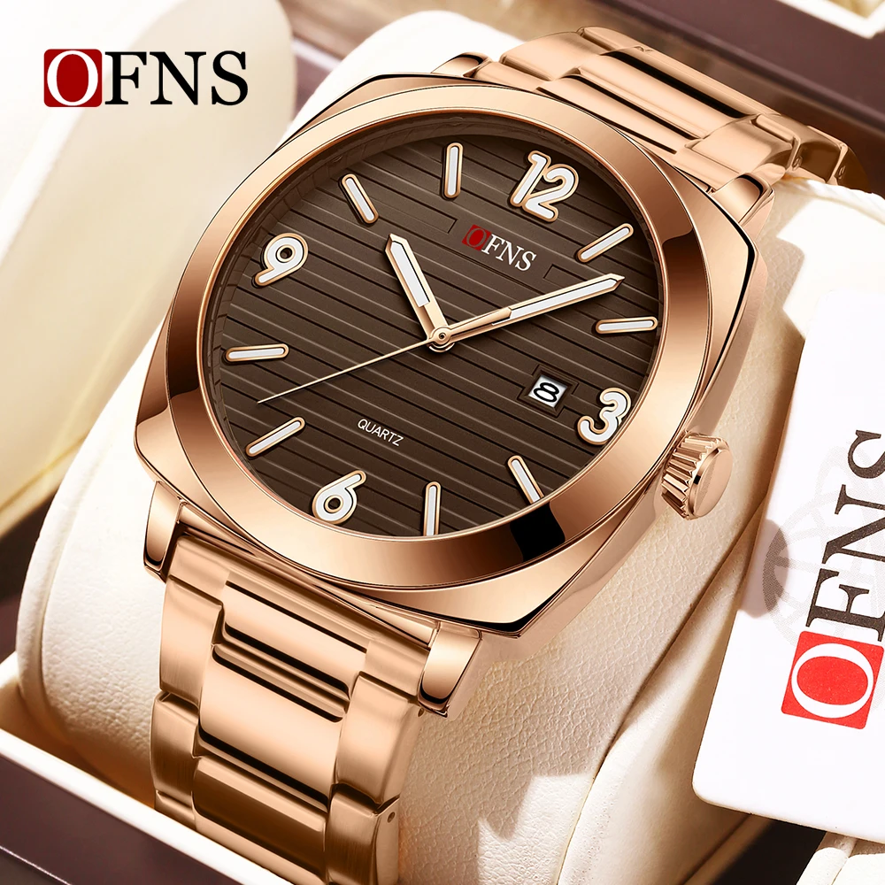 

OFNS New 1618 Luxury Men's Quartz Watch Calendar Waterproof Business Watch Casual Simple Night Light Men's Quartz Watch