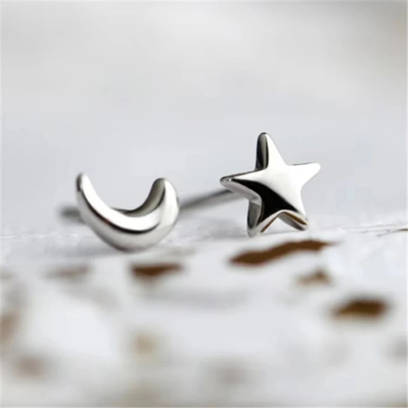 Real 100% 925 Sterling Silver Star Stud Earrings for Women Girls Fashion sterling-silver-jewelry brincos brinco