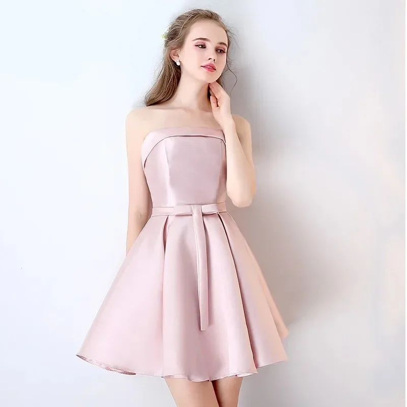 

Wakuta Sexy Strapless Wedding Bridesmaid Party Dress Elegant Prom Evening Guest Mini Summer Dresses for Women 2024