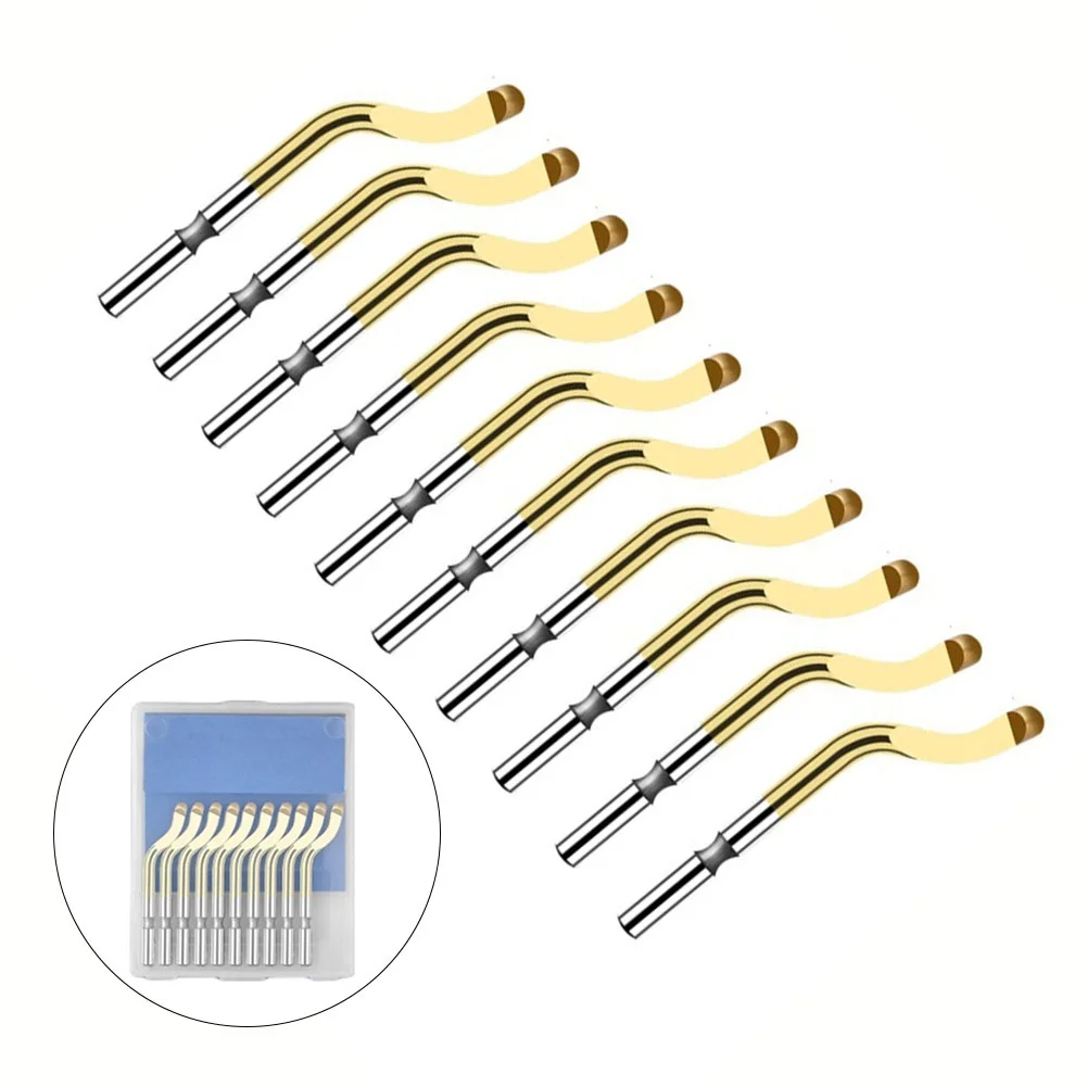 10pcs BS1012 Deburring Tools Set Gold HSS Manual Deburring Burr 40 Degree Burr Cutter Replacement For Wood Metal Resin Plastic