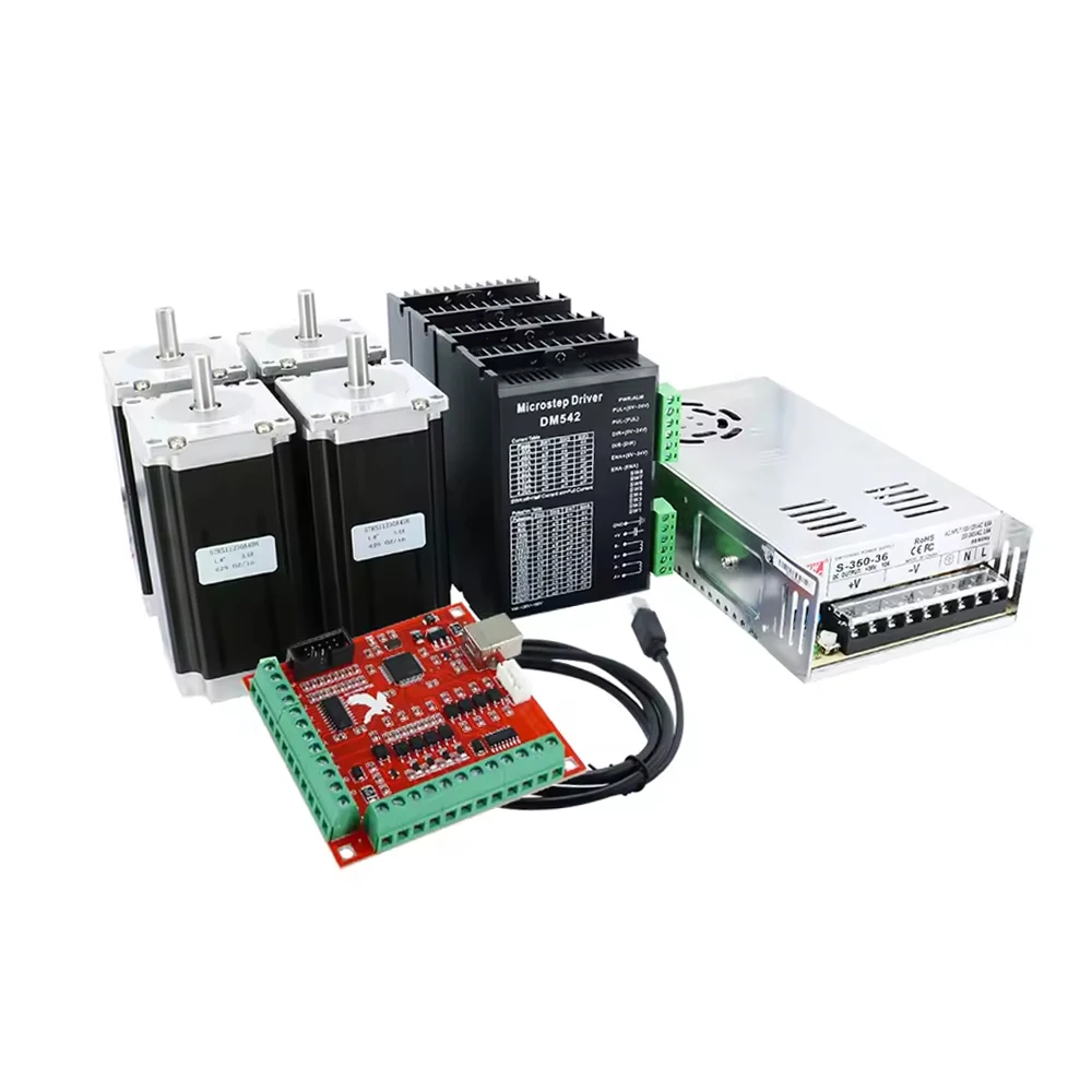 CNC 2.5N / 3Nm 3A Nema 23 57X100mm / 112mm محرك متدرج TB6600 DM542 DM556 سائق + 350W إمدادات الطاقة MACH3 بطاقة التحكم