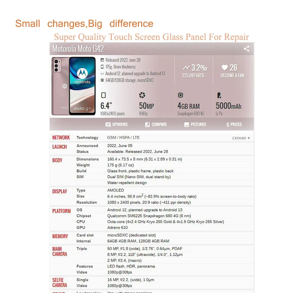 10 قطعة/الوحدة لموتورولا موتو G22 G32 G42 G52 G62 5 جرام شاشة اللمس الجبهة الخارجي زجاج لوحة LCD عدسة مع OCA استبدال