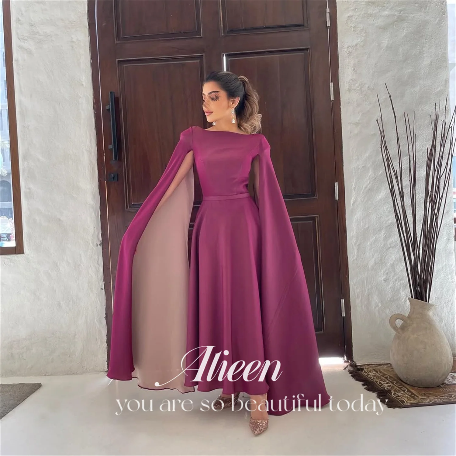 

Aileen Evening Dresses Women Elegant Party Dresses Woman Shawl Claret Gala Dress Customized Saudi Arabia Grace Serin Robe Soiree