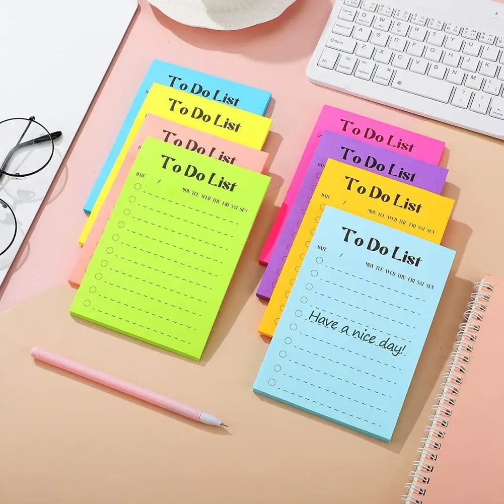To-do Notepad Bright Colors Sticky Notepad Set 8pcs Fridge Time Schedule To-do List Shopping Grocery List Small Planning Notes