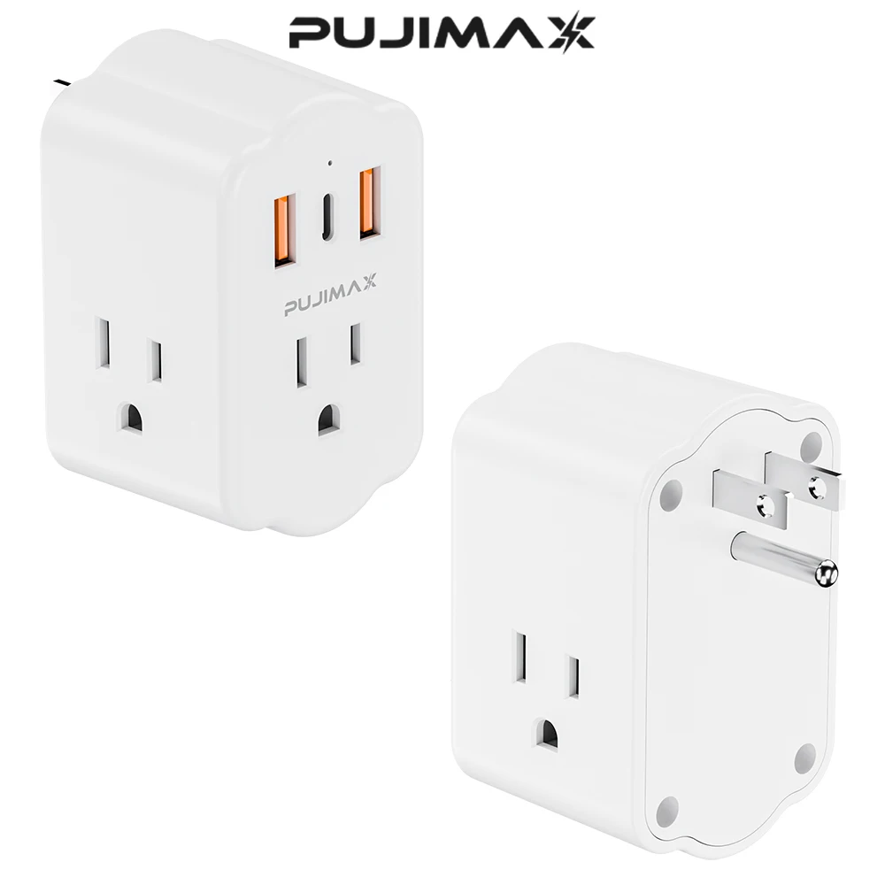 PUJIMAX US Plug Electrical Socket Plug Adaptor 3 US Outlet+3 USB Charge Smart Power Strip Multi-Function Intelligent Outlet Plug