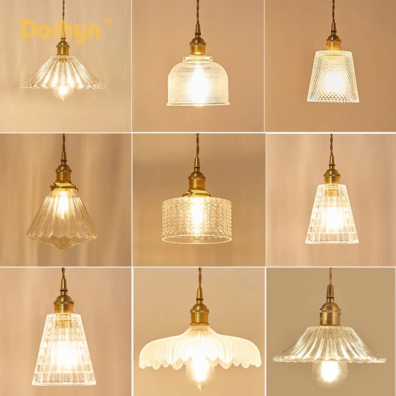 Nordic Glass Pendant Light Pendant Lamp Copper Lamp Brass Creative Minimalist E27 Transparent Lampshade For Restaurant Light