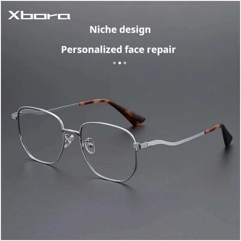 

Xbora Сверхлегкая оправа для очков для близорукости из сплава с волнистыми ногами для мужчин и женщин, корейские оптические очки в большой оправе GG0930