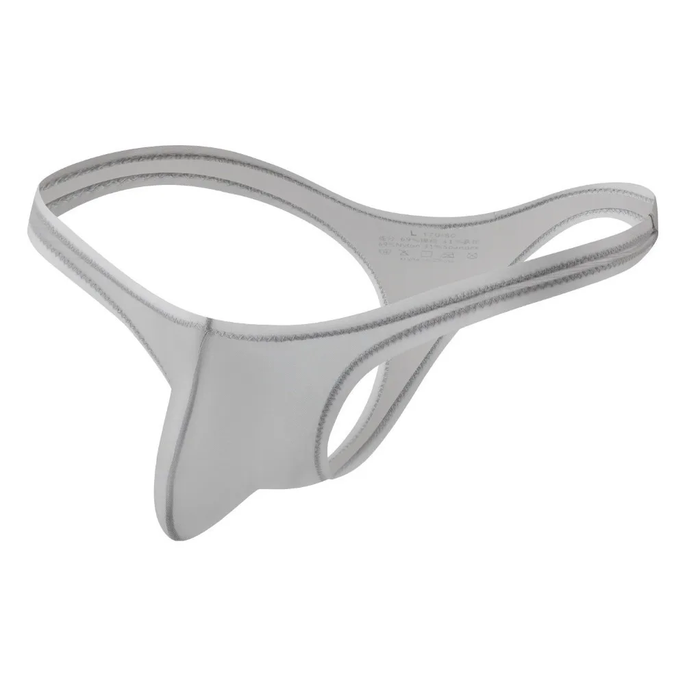 Soft Low Waist Ice Silk Thong Transparent Seamless T-back Bikini Briefs U Convex Pouch Ultra-thin Triangle Underwear Lingerie