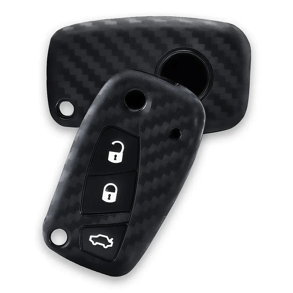 Carbon Fiber For Fiat Grande Punto Panda Dot Streetka Vehicles For Ford KA  Silicone Car Remote Key Cover Holder view 4