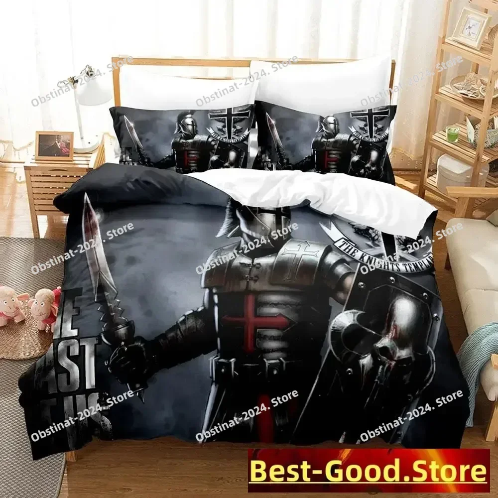 2023 Christian Knights Templar Bedding Set Printed Bed Set With Pillowcase Duvet Cover Soft Single Double Queen Super King Size