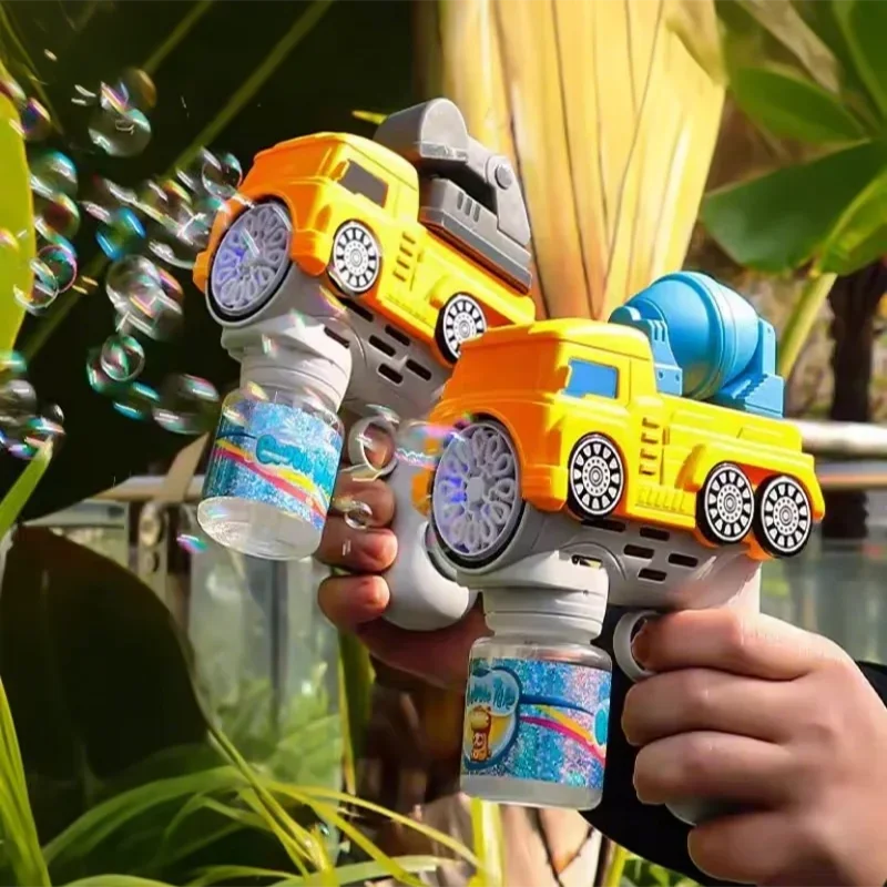 Engineering Vehicle Bubble Gun 12 Hole Handheld Electric Soap Bubble Blowing Machine Outdoor Game Kid Toy Party Birthday Gifts