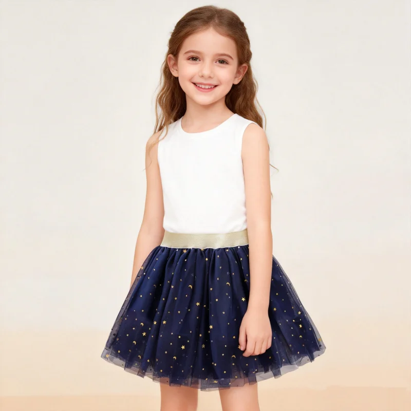 Summer Children Skirts For Girls Lace Baby Mini Tutu Skirts Stars Glitter Dance Sequin Birthday Party Kids Girl Above Knee Skirt
