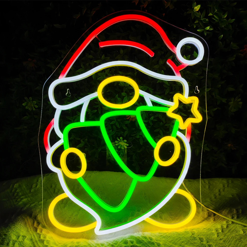 

Santa Claus Neon Led Sign Christmas Tree Room Decoration For Home Xmas Party Bedroom Bar Club Shop Wall Light Up Sign USB Lamp