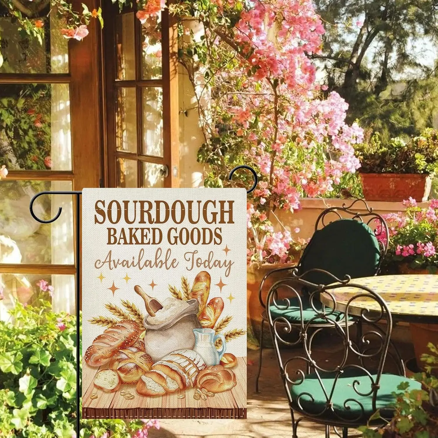 Dyrenson Bakery Shop Sourdough Baked Goods Available Today Garden Flag, Bread Flour Yard Outside Home Kitchen Decoration, Fa zzo