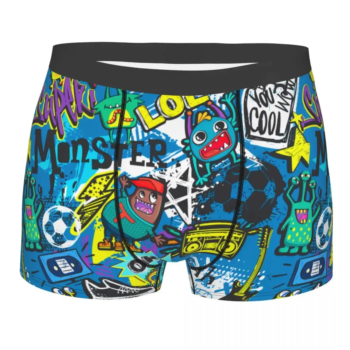 Custom Grunge Elements Spray Paint Ink Electro Guitar Soccer Ball Underwear Men Graffiti Boxer Shorts Panties Briefs Underpants