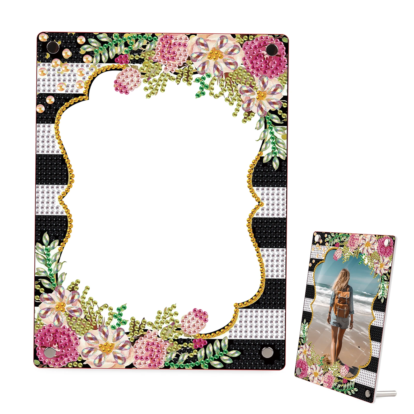 Diamant Kunst Malerei Desktop Ornament Bilderrahmen Kit, Blumen Spezielle Form Kristall Acryl Bilderrahmen Home Desktop Dekor