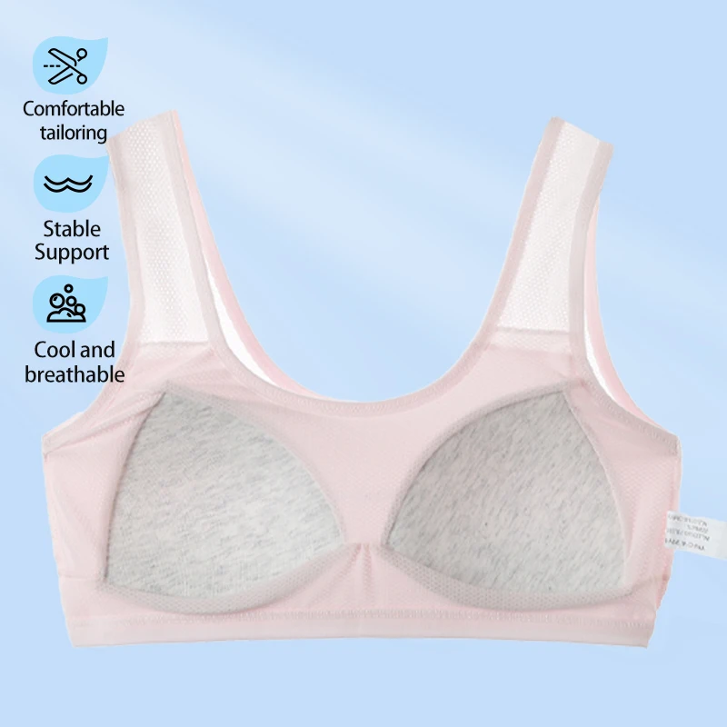 Girls' underwear, female students' developmental period vest, anti convex point sports fixed cup bra, summer breathable high sch