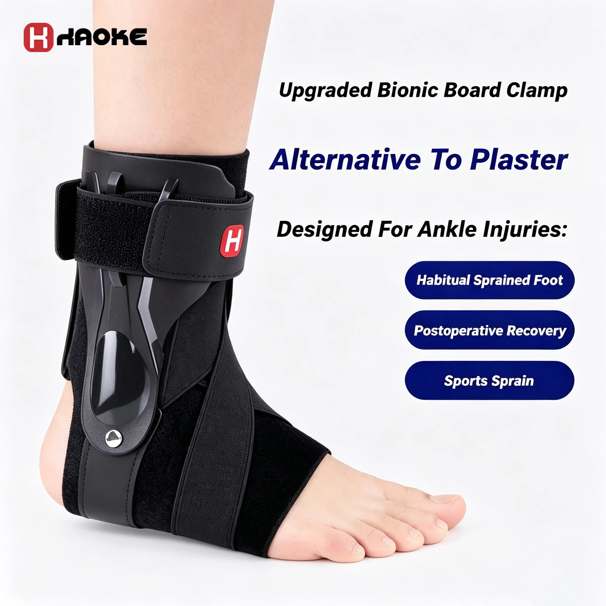 Ankle Brace with Dual-Side Plate Support - Adjustable Stabilizer for Sprain Prevention, Breathable & Comfortable Athletic Suppor