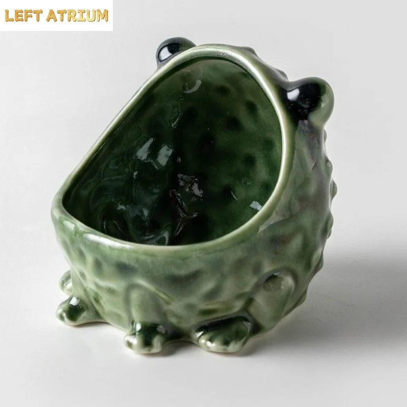 Ceramic Frog Cigar Ashtray Storage Bowl Creative Animal Ashtray Candy Sundries Container Entrance Home Desktop Decor Ornament
