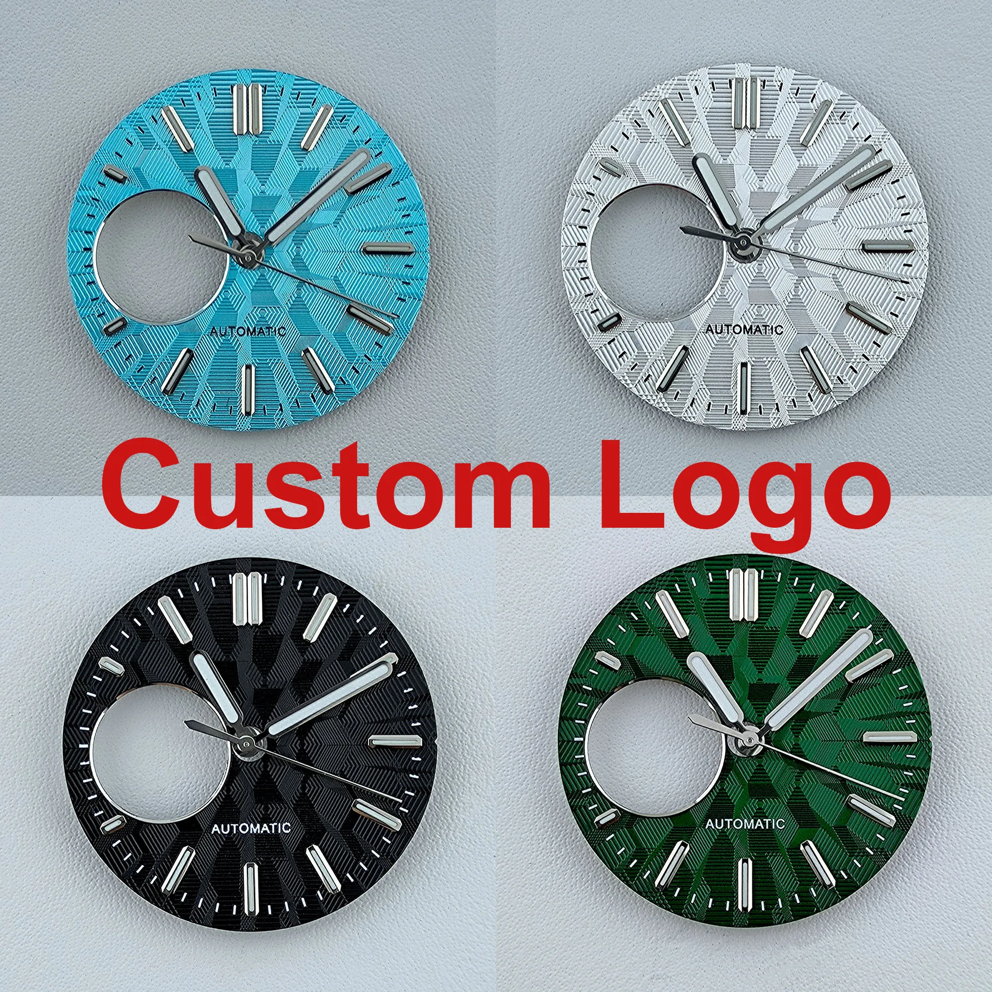 Watch Dial N H38 Dial Hollowing out Dial Watch dial Custom logo Dial Green Luminous dial Fit N H38 movement watch accessories