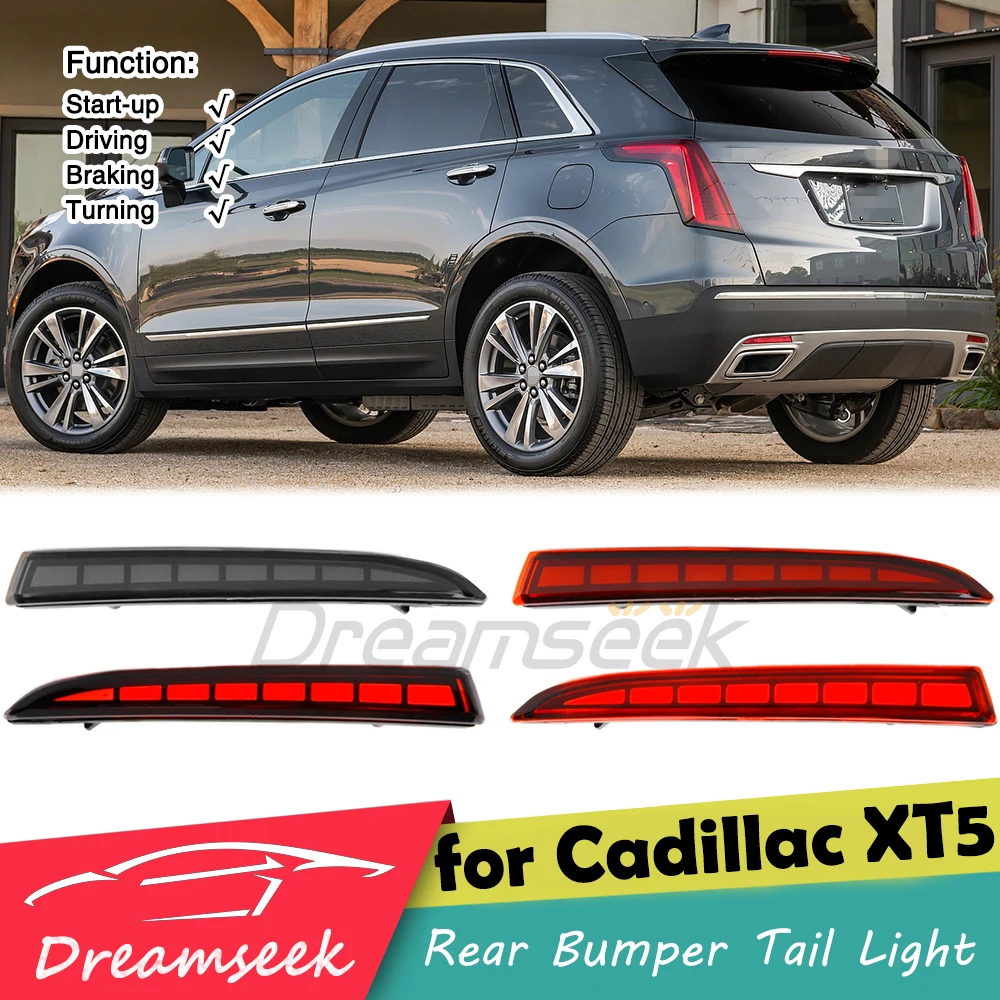 

2x LED Rear Tail Light for Cadillac XT5 2016+, Chevy Camaro 2016-2023, ATS 2013-2017 Reflector Bumper Brake w/ Dynamic Turn Lamp