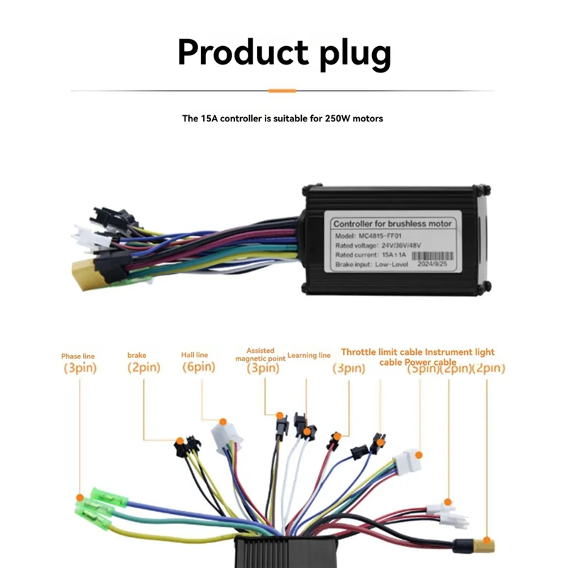 

B50B-36V 48V 15A Brushless Controller T5S Meter LCD Display+130X Throttle Kit For Electric Scooter E-Bike Repair Kit
