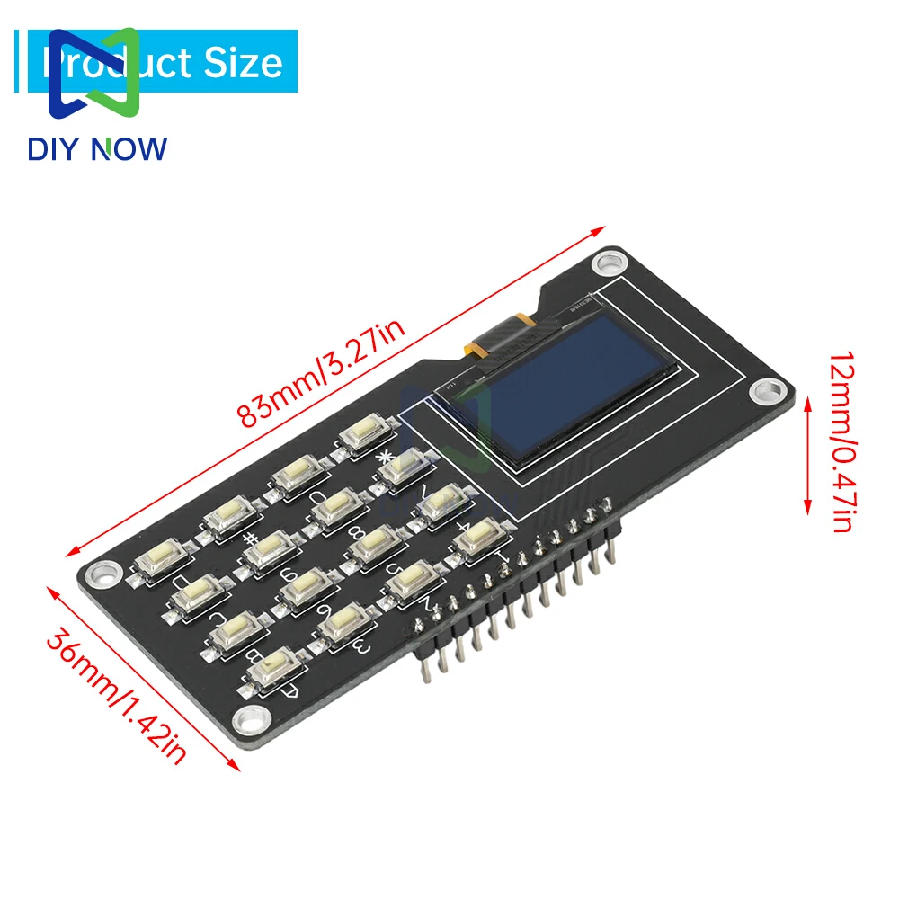 شاشة OLED IIC بيضاء 0.96 بوصة/1.3 بوصة SH1106 SSD1306 SSD1315 مع لوحة مفاتيح مصفوفة 4x4 لوحة شاشة LCD لاردوينو #3