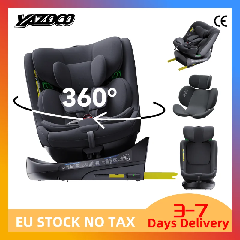 Asientos de Seguridad para Niños con ISOFIX, Ajustables, Rotación de 360 Grados, Ángulo Ajustable, Aptos para Niños de 0 a 12 Años, con Reposapiés