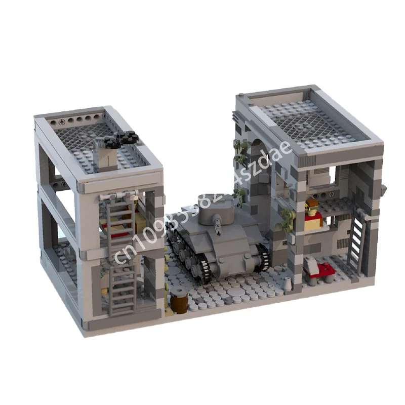

1063pcs MOC Town Carentan And Sherman Tank Systemed Model Building Christmas Gift Blocks Toy Construction DIY Creative Idea Kids