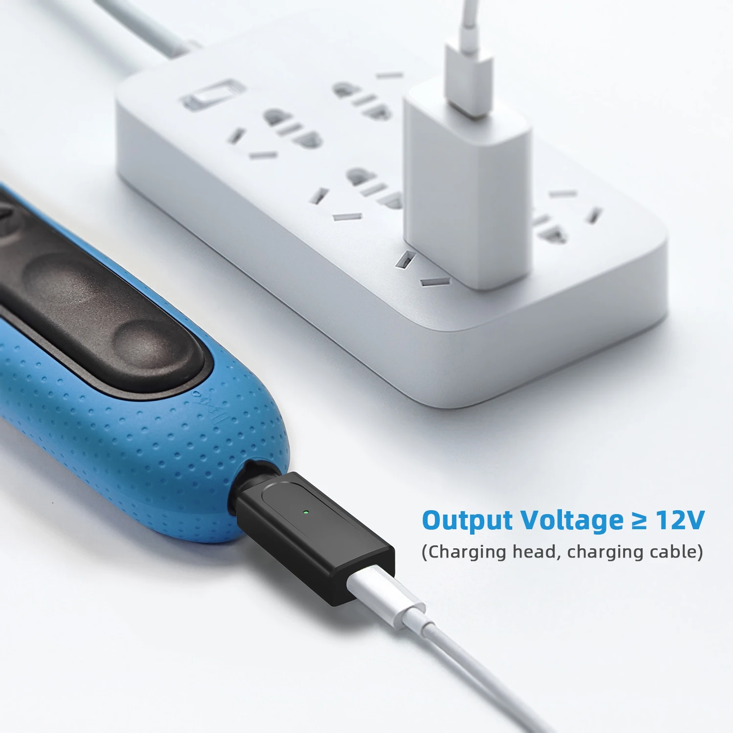 محول ماكينة حلاقة Brangdy 12 فولت من النوع C محول شحن متوافق مع ماكينة تشذيب اللحية الكهربائية Braun Series 3 5 7 9 مع مؤشر