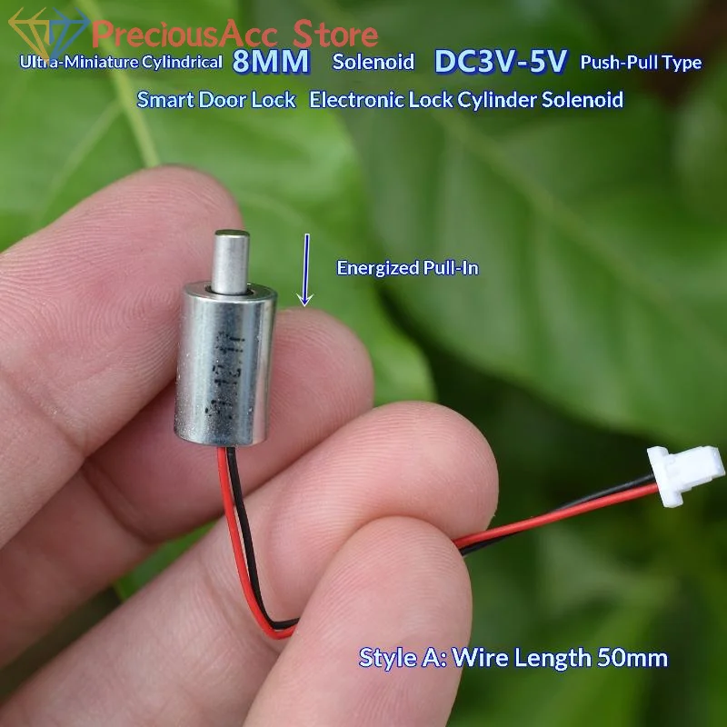 Hot-DC 3V 3.7V 5V Mini Tiny 8MM Cylindrical Suction Type Push-Pull Linear Solenoid Electromagnet Cylinder DIY Fingerprint Lock