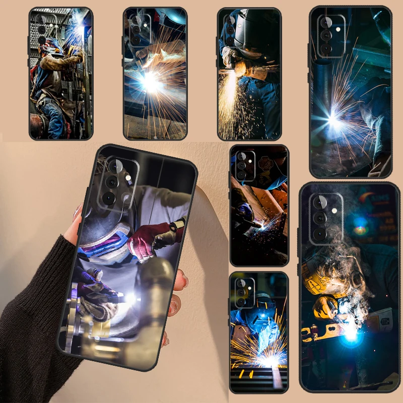 Welder Welding Hot Metal Worker Case For Samsung Galaxy A14 A24 A34 A54 A52 A32 A22 A12 A51 A71 A73 A53 A33 A23 A13 Coque