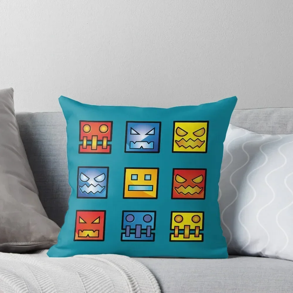 

geometry dash icon face Throw Pillow Ornamental Pillow Pillow Covers Decorative