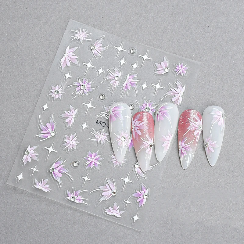 3d auto-adesivos para nail art, etiqueta decoração, cristal diamante alívio, flores pintadas à mão, manicure decalque