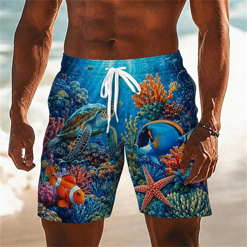 Fashion Sea Dolphin 3D Printed Short Pants For Men Clothes Hawaiian Surfing Beach Shorts Animal Graphic Trunks Cartoon Trousers