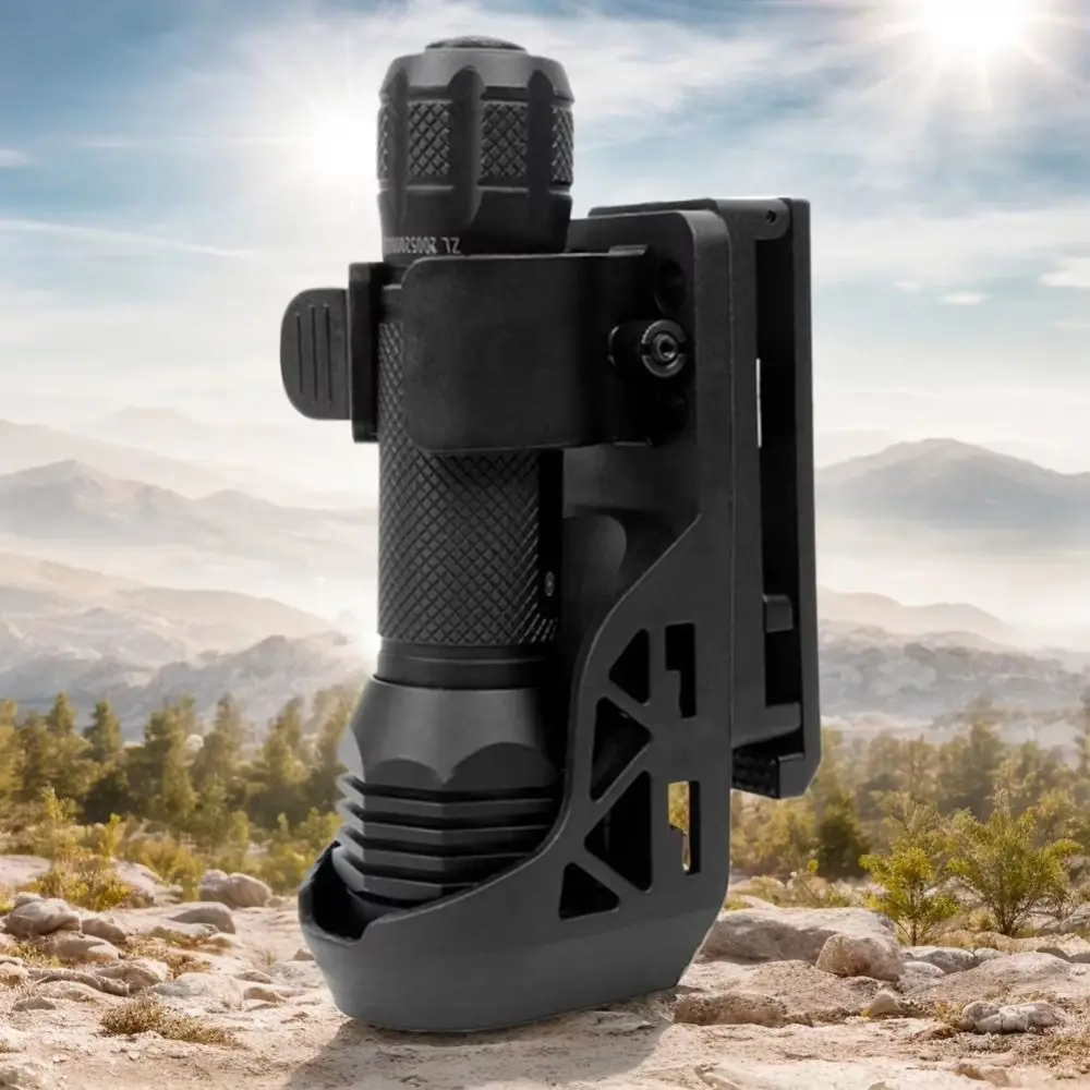 

360° Rotating Rotating Flashlight Holder with Lever Side Lock Quick Unplug Flashlight Holster Belt Sturdy Portable