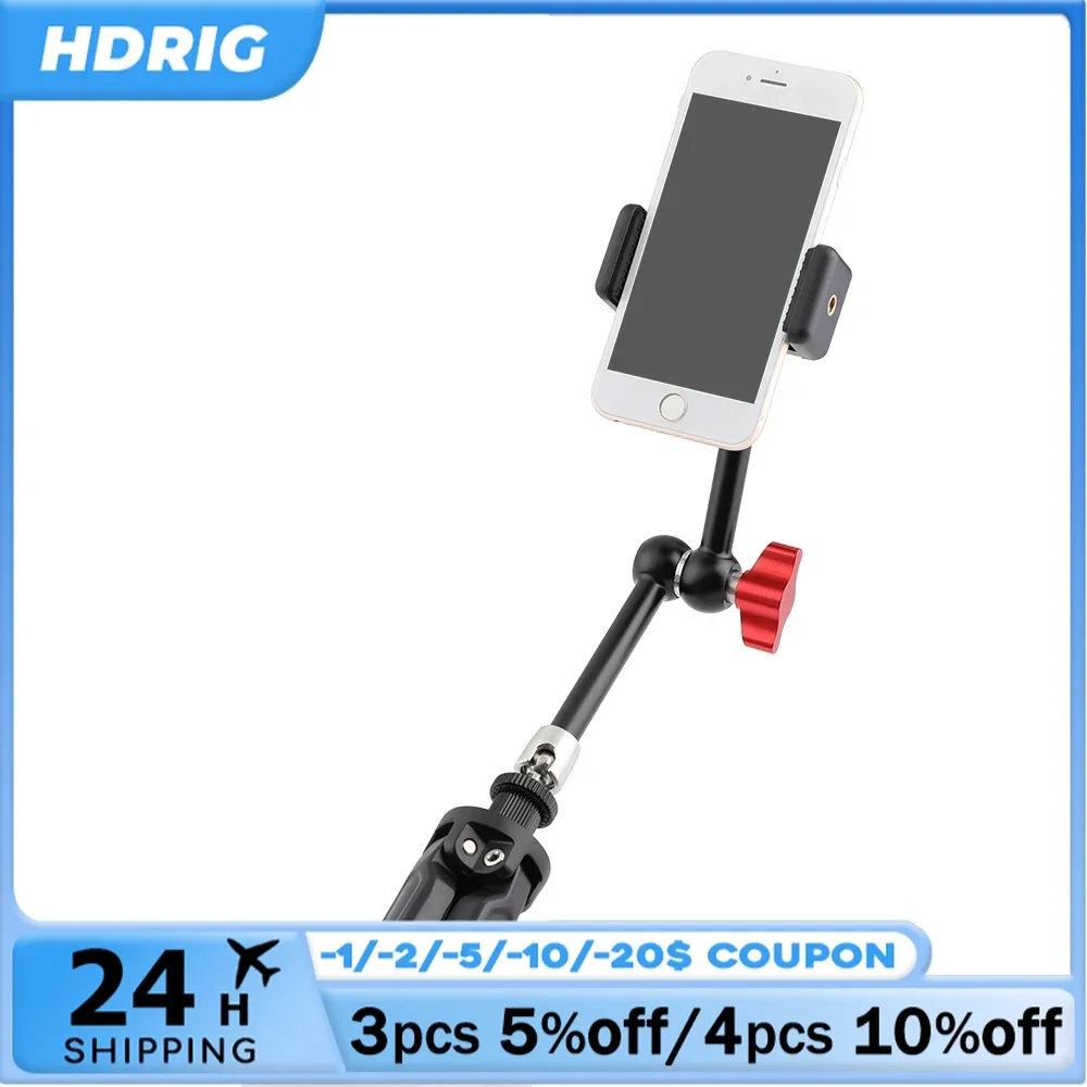 HDRIG Mini Tripod Firm Foldable Mini Tabletop Tripod Hand extension Magic Arm with Double Ball Heads Cellphone Clip For travel